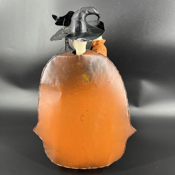 Halloween Decorative Scary Resin & Metal Witch Figurine Folk Art Rustic - Picture 8 of 15